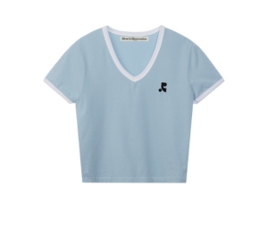 Buy Rest & Recreation Logo Ringer T-Shirt Sky Blue | SASOM