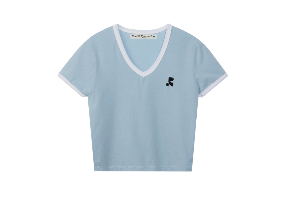 Rest & Recreation V-Neck Ringer T-Shirt Sky Blue | ของแท้