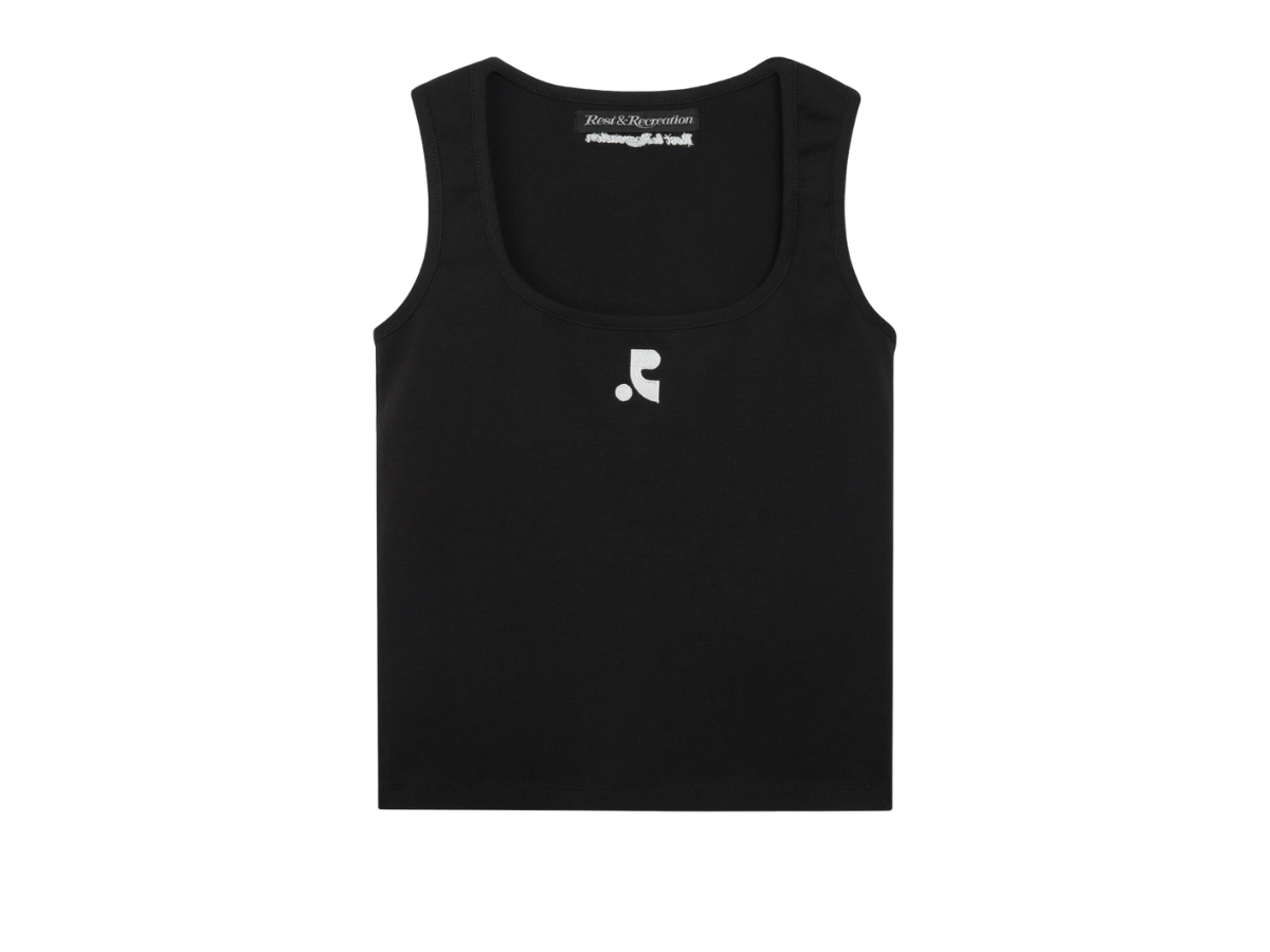 Rest & Recreation Wide U-Neck Tank Top Black | ของแท้