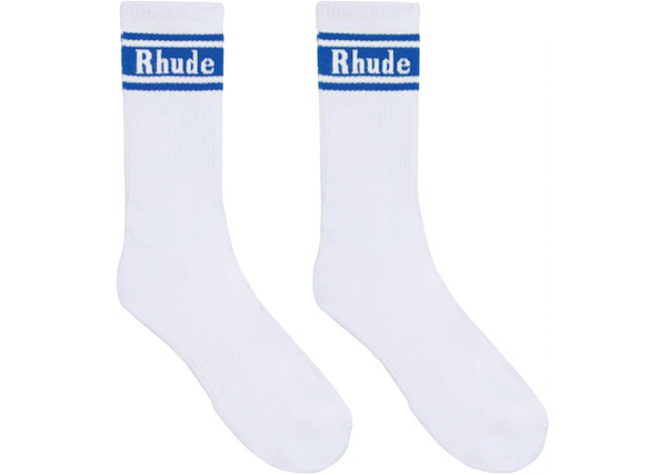 Rhude Stripe Logo Socks White/Blue