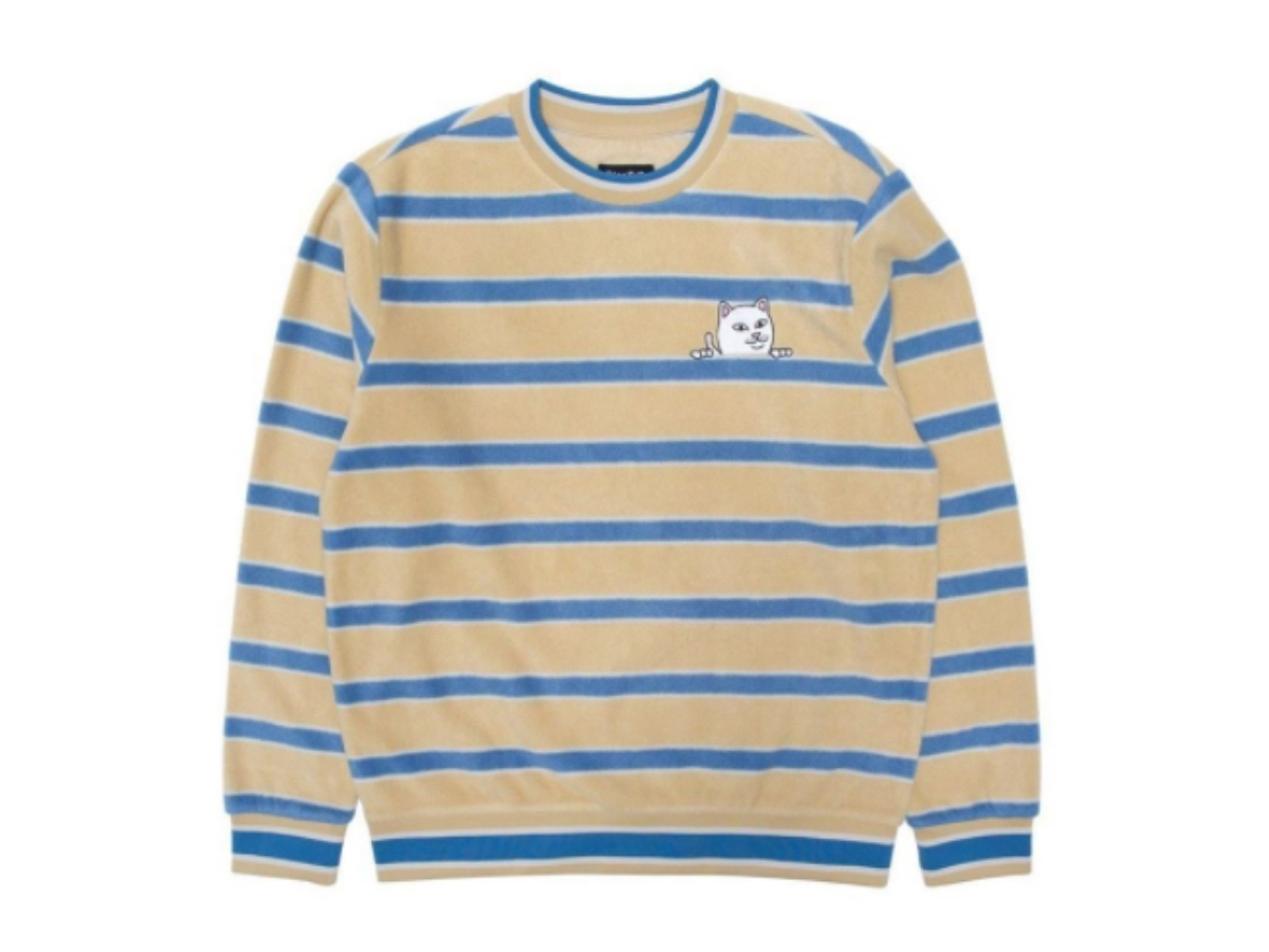 Ripndip peeking Nermal Brushed Fleece Crewneck Natural/blue