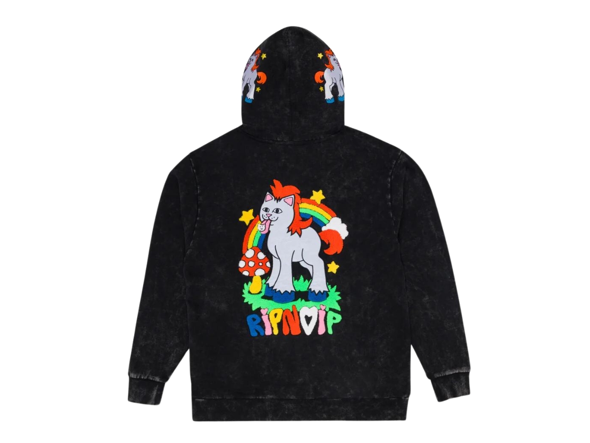 RipNDip Taste The Rainbow Hoodie Black Mineral Wash