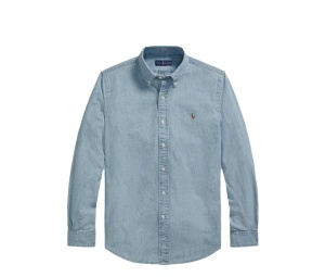 Buy Polo Ralph Lauren Custom Fit Chambray Shirt Chambray at Sasom – Authentic and Ready to Ship