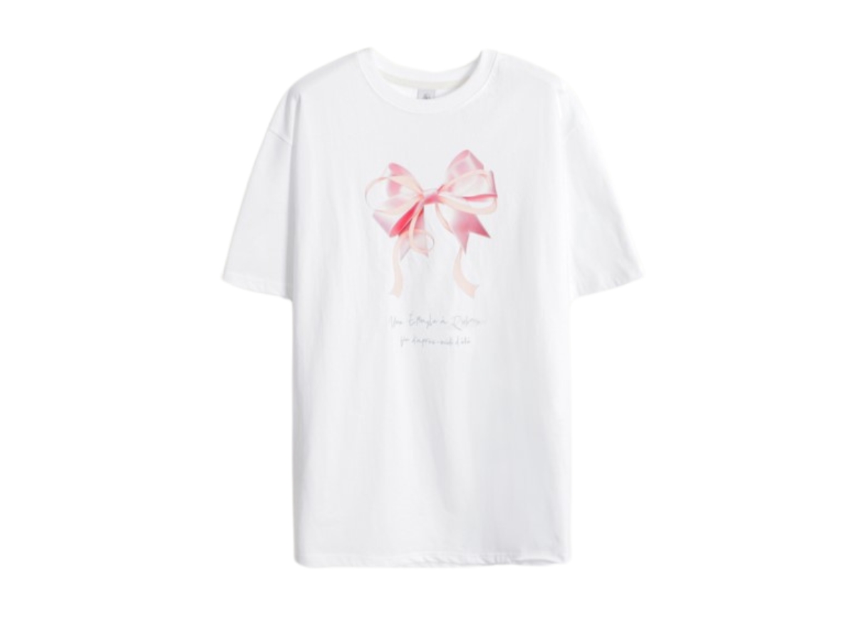 Tシャツ・カットソー RONRON DOT LOGO BASIC FIT T SHIRT WHITE RR25BST1466WH Ronron Double Ribbon Basic Fit T Shirt White Silver