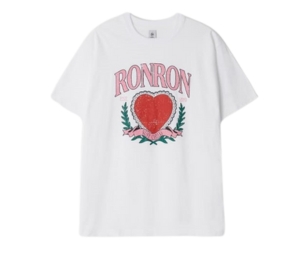 Ronron Heart Laurel Over Fit T-Shirt White