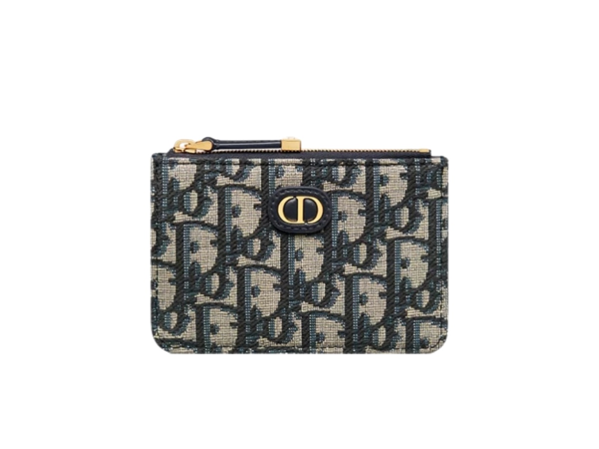 Dior 30 Montaigne Marigold Zipped Card Holder In Blue Dior Oblique