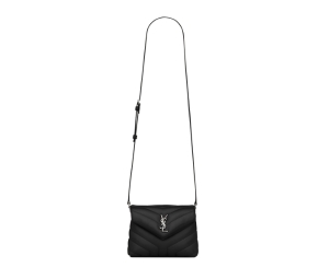 Saint Laurent Toy Loulou In Quilted Leather With Nickel Oxide Hardware Black