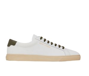 Saint Laurent Andy Sneakers Canvas and Leather White Dark Green