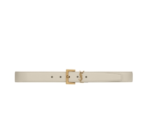 Buy Saint Laurent Cassandre Belt With Square Buckle 30MM In Shiny Box Saint Laurent Leather With Bronze-Toned Metal Hardware Blanc Vintage at Sasom – Authentic and Ready to Ship
