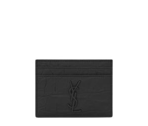 Buy Saint Laurent Cassandre Card Case In Crocodile-Embossed Leather With Black Matte Enamel Hardware Black at Sasom – Authentic and Ready to Ship