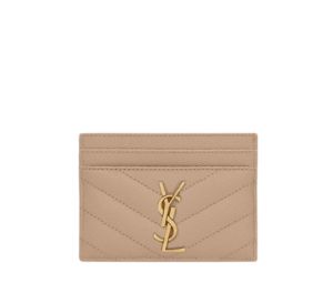 Buy Saint Laurent Cassandre Matelassé Card Case In Grain De Poudre Embossed Leather With Gold-Tone Metal Hardware Dark Beige at Sasom – Authentic and Ready to Ship