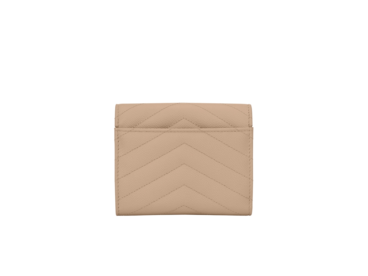 Saint Laurent Cassandre Matelasse Compact Tri Fold Wallet in Grain de  Poudre Embossed Leather