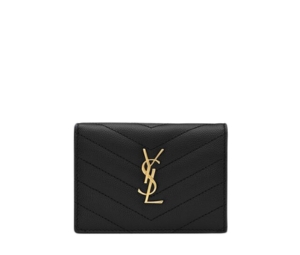 Buy Saint Laurent Cassandre Matelassé Flap Card Case In Grain De Poudre Embossed Leather With Gold-Toned Metal Hardware Black at Sasom – Authentic and Ready to Ship