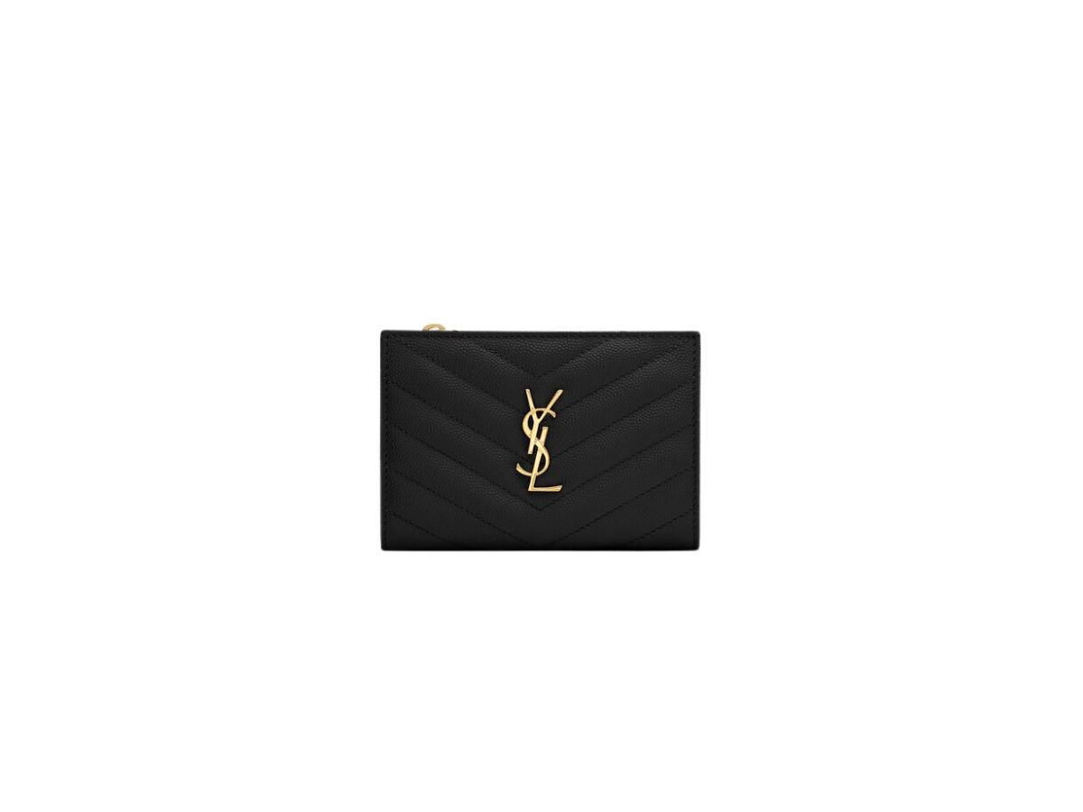 Shop Saint Laurent Cassandre Matelasse Fragments Zipped Bi-fold