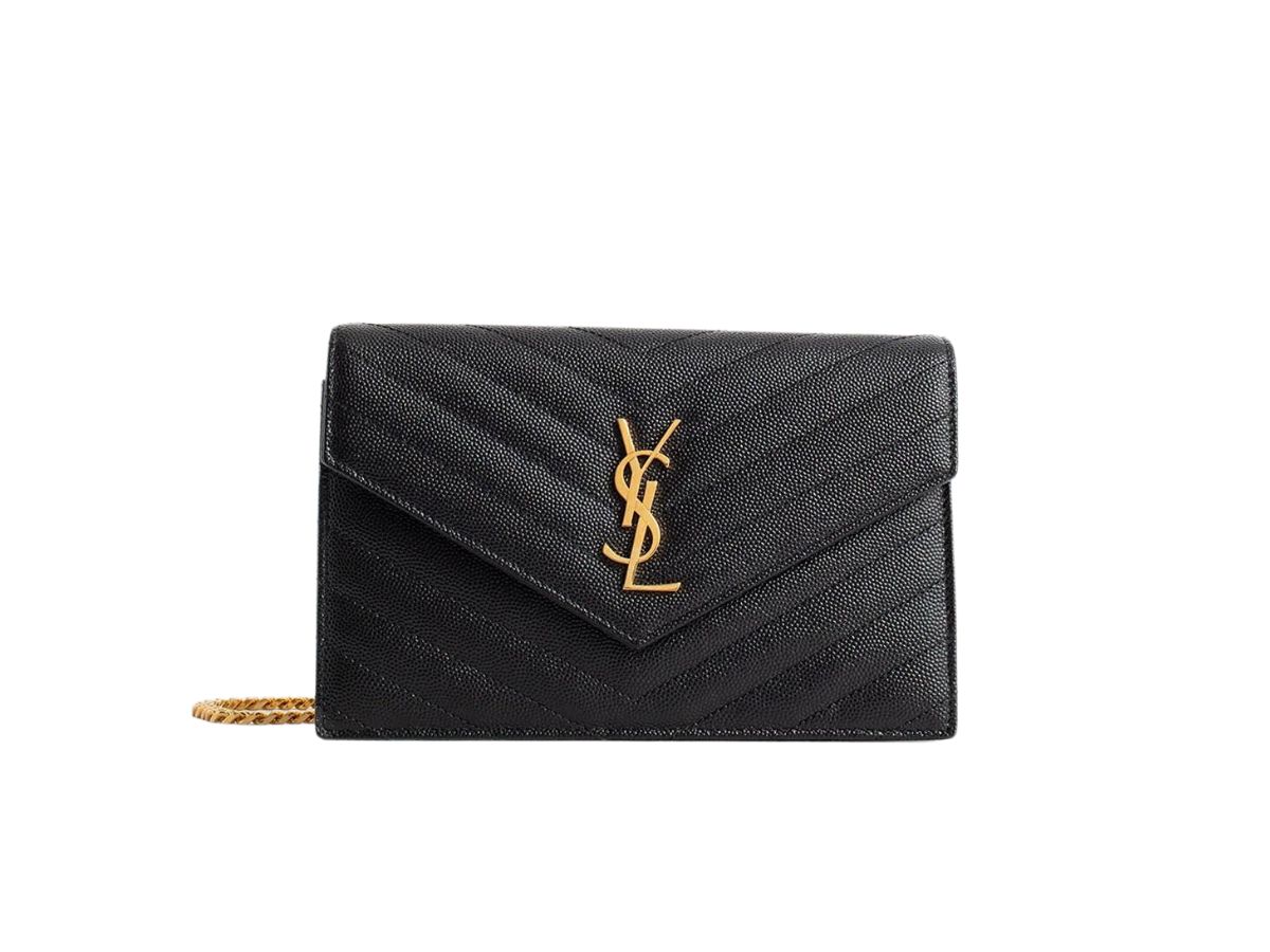 YSL Cassandre Matelasse Envelope Chain Wallet in Grain Embossed Leather