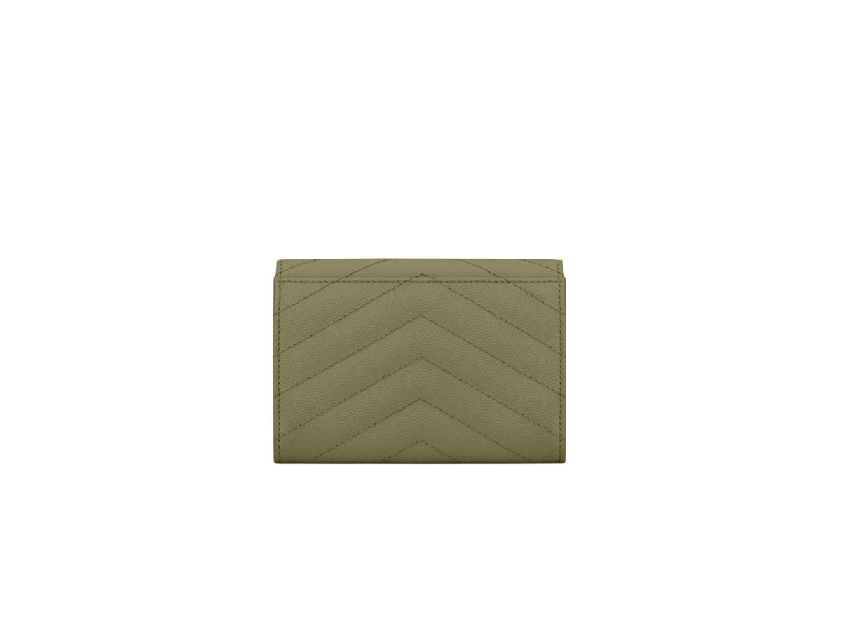 Saint Laurent Cassandre Grain De Poudre Envelope Wallet Small Dark Beige in  Matelasse Leather with Gold-tone - US