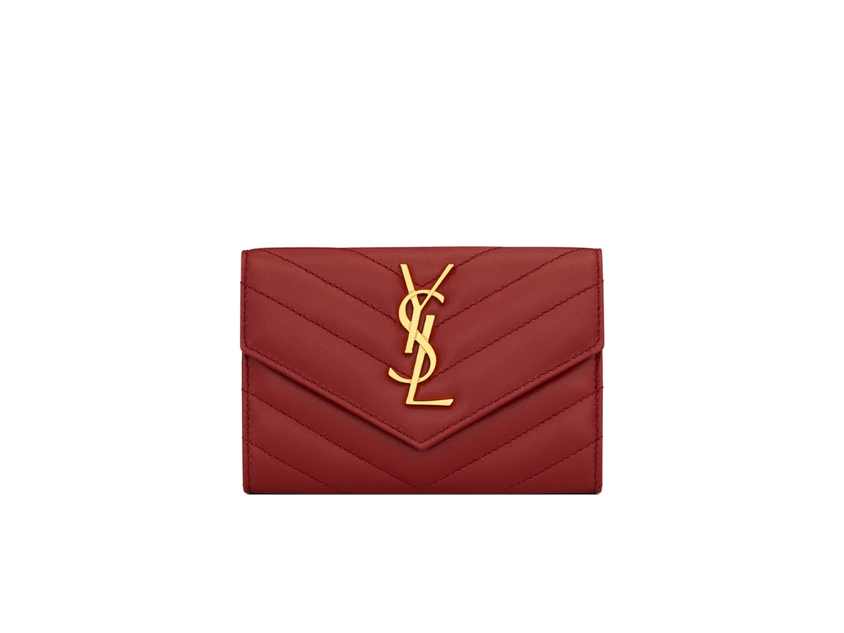 Authentic SAINT LAURENT YSL Cassandre Matelasse Card Case Red