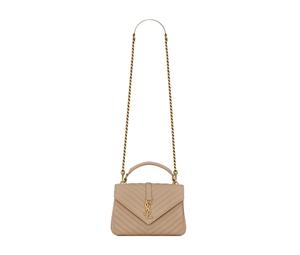 Buy Saint Laurent College Medium Chain Bag In Quilted Leather Dark Beige at Sasom – Authentic and Ready to Ship