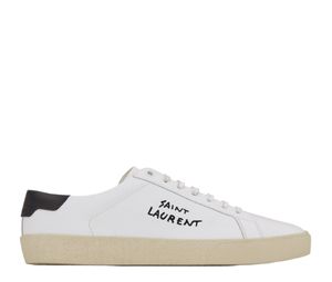 Saint Laurent Court Classic SL/06 Embroidered Sneakers In Smooth Leather Optic White