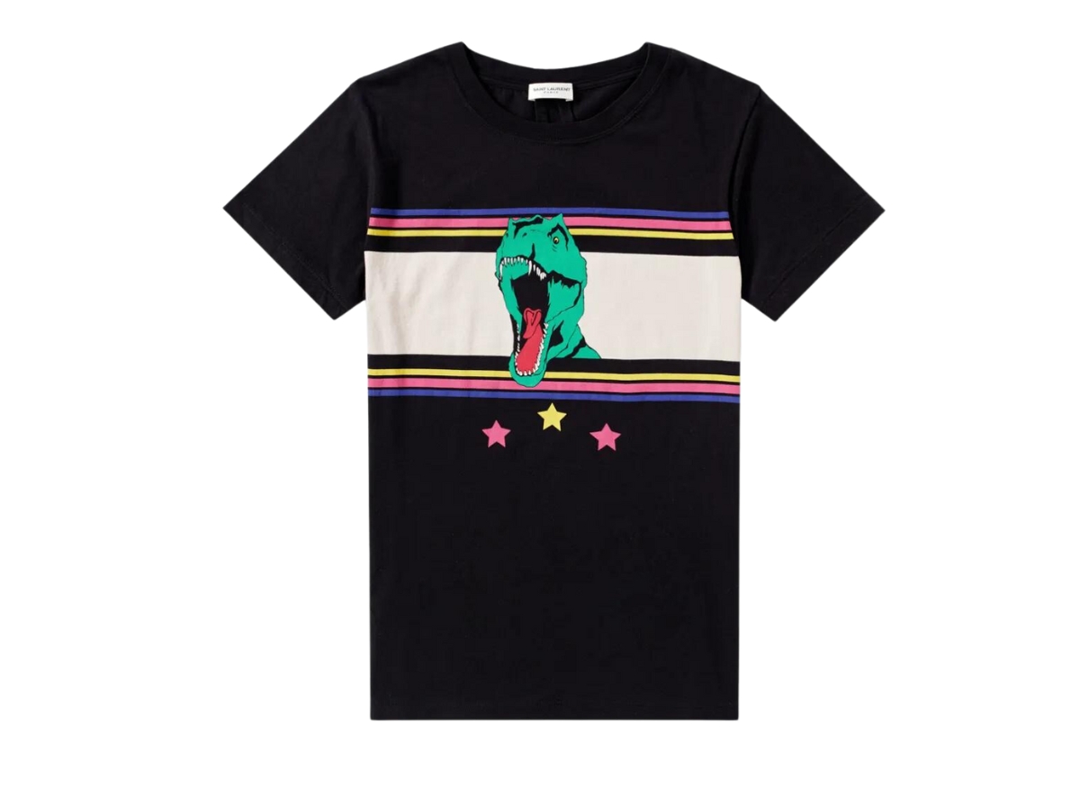 Saint Laurent Dinosaur Stripe Tee Black