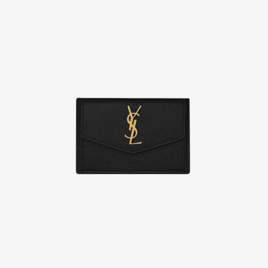 Buy Saint Laurent Gold Monogram Uptown Card Case in Grain de Poudre Embossed Leather Black at Sasom – Authentic and Ready to Ship