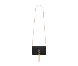 Buy Saint Laurent Kate Chain Wallet In Shiny Crocodile-Embossed Leather With Gold-Toned Brass Hardware Black at Sasom – Authentic and Ready to Ship