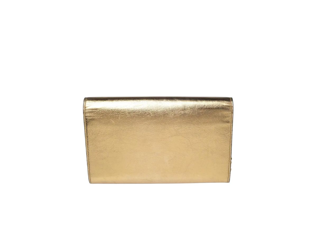 Saint Laurent Silver Metallic Leather Monogramme Clutch