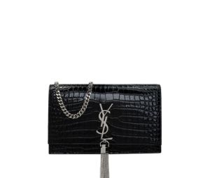 Buy Saint Laurent Kate Wallet With Strap In Grained Calf Leather With Silver-Tone Metal Hardware Black at Sasom – Authentic and Ready to Ship