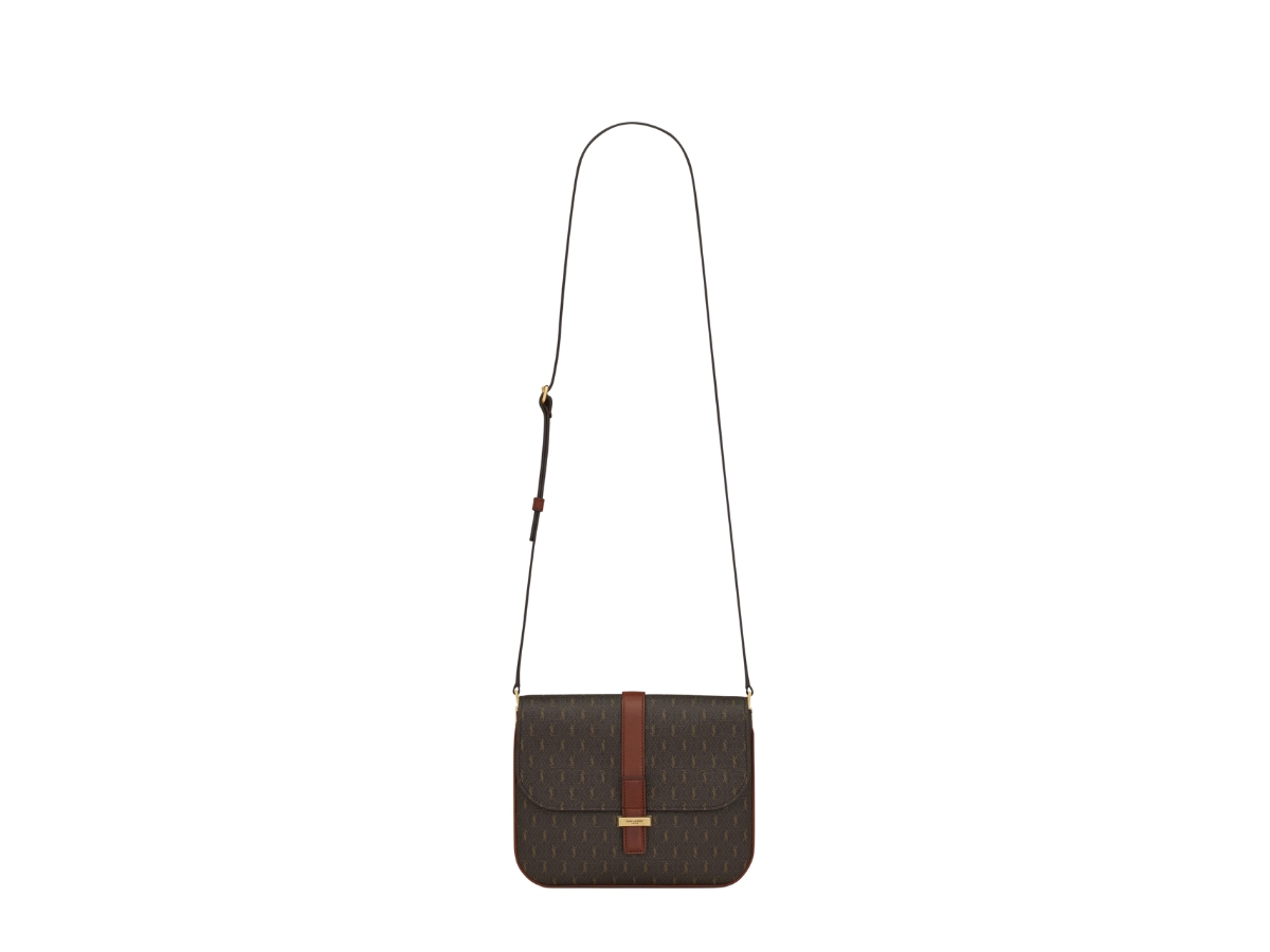 Le Monogramme Small Canvas Shoulder Bag in Brown - Saint Laurent
