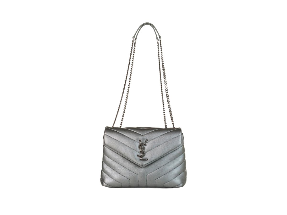 Saint Laurent Ysl Loulou Small Chain Bag in Grey