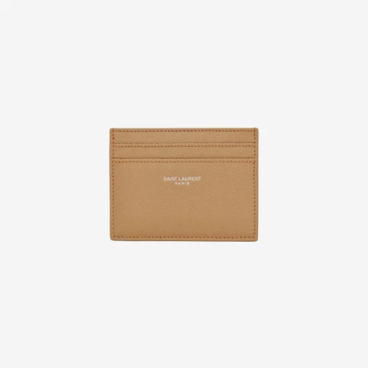 Buy Saint Laurent Paris Credit Card Case in Grain De Poudre Embossed Leather Teak Wood at Sasom – Authentic and Ready to Ship
