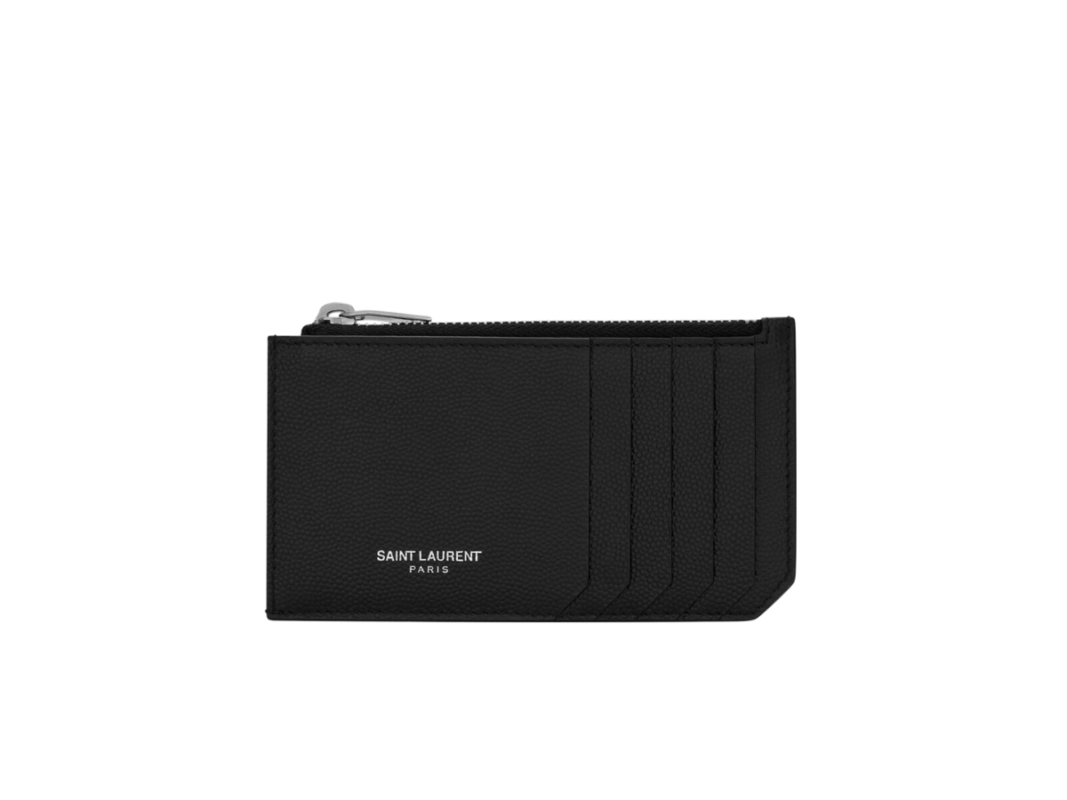 Saint Laurent Paris Fragments Zipped Card Case In Grain De