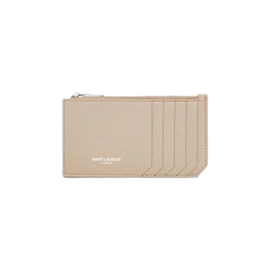 Buy Saint Laurent Saint Laurent Paris Fragment Zipped Credit Card Case in Grain De Poudre Embossed Leather Sea Salt at Sasom – Authentic and Ready to Ship