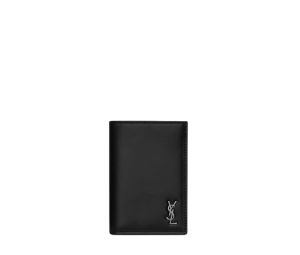 Buy Saint Laurent Tiny Cassandre Credit Card Wallet In Matte Leather With Silver-Toned Metal Hardware Black at Sasom – Authentic and Ready to Ship
