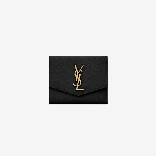 Buy Saint Laurent Uptown Compact Wallet in Grain De Poudre Embossed Leather Black at Sasom – Authentic and Ready to Ship