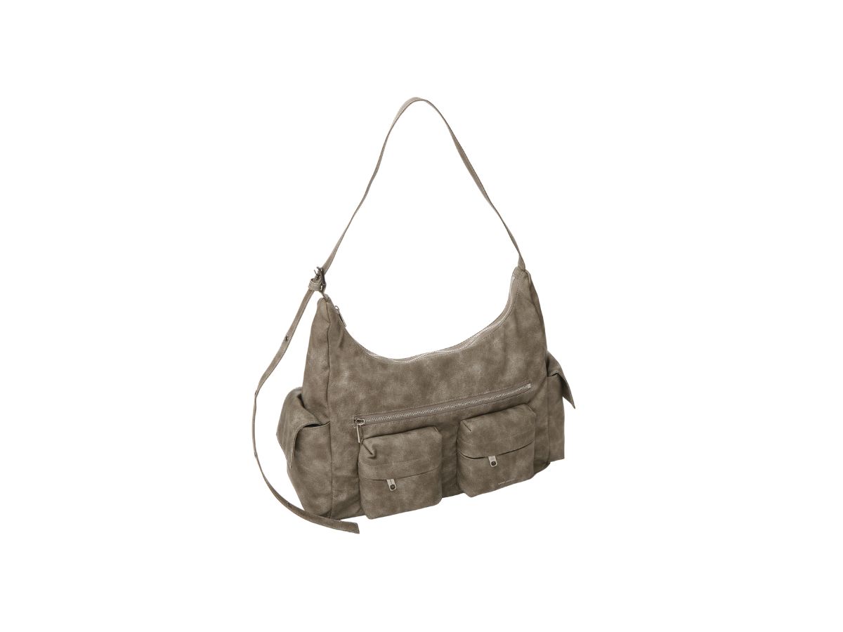 Sasom Samo Ondoh Pocket Mug Bag L Leather Vintage Khaki