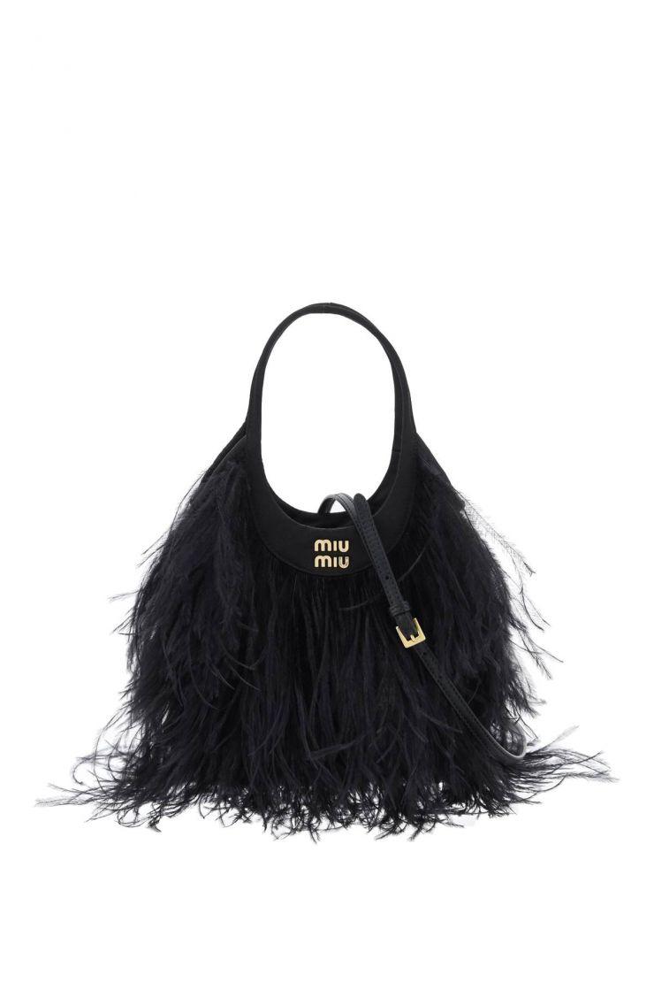 MIU MIU Satin handbag with feathers Miu Miu