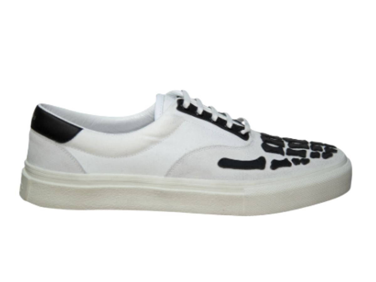 Skeleton Toe Lace Up Sneakers White & Black