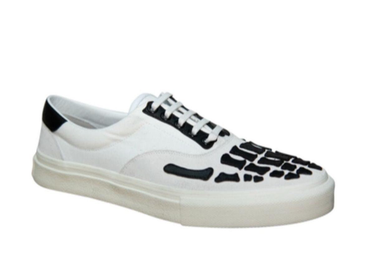 Skeleton Toe Lace Up Sneakers White & Black