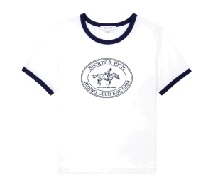 Buy Sporty & Rich Riding Club Ringer Tee White Navy at Sasom – Authentic and Ready to Ship