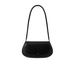 Stand Oil Clam Bag In Vegan Leather Black