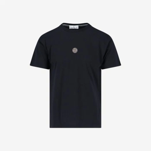 Stone Island 2NS86 60/2 Cotton Jersey Garment Dyed Lettering One Print T-Shirt Black - 23SS