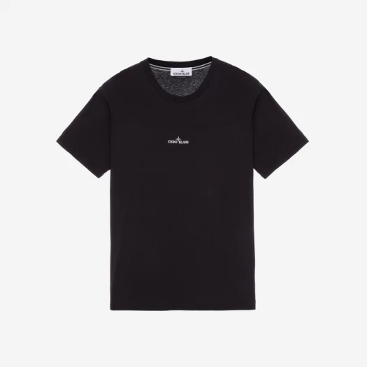 Stone Island 2NS89 60/2 Cotton Jersey Garment Dyed Institutional One Print T-Shirt Black - 23SS