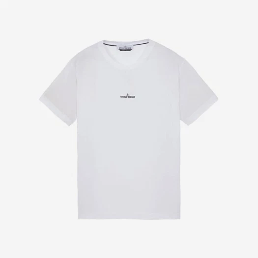 Stone Island 2NS89 60/2 Cotton Jersey Garment Dyed Institutional One Print T-Shirt White - 23SS