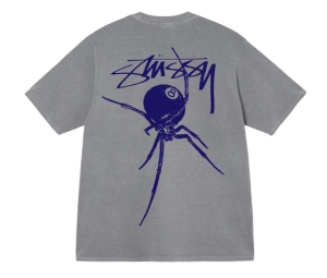 Buy Stussy Arachnid Tee Pigment Dyed Grey at Sasom – Authentic and Ready to Ship