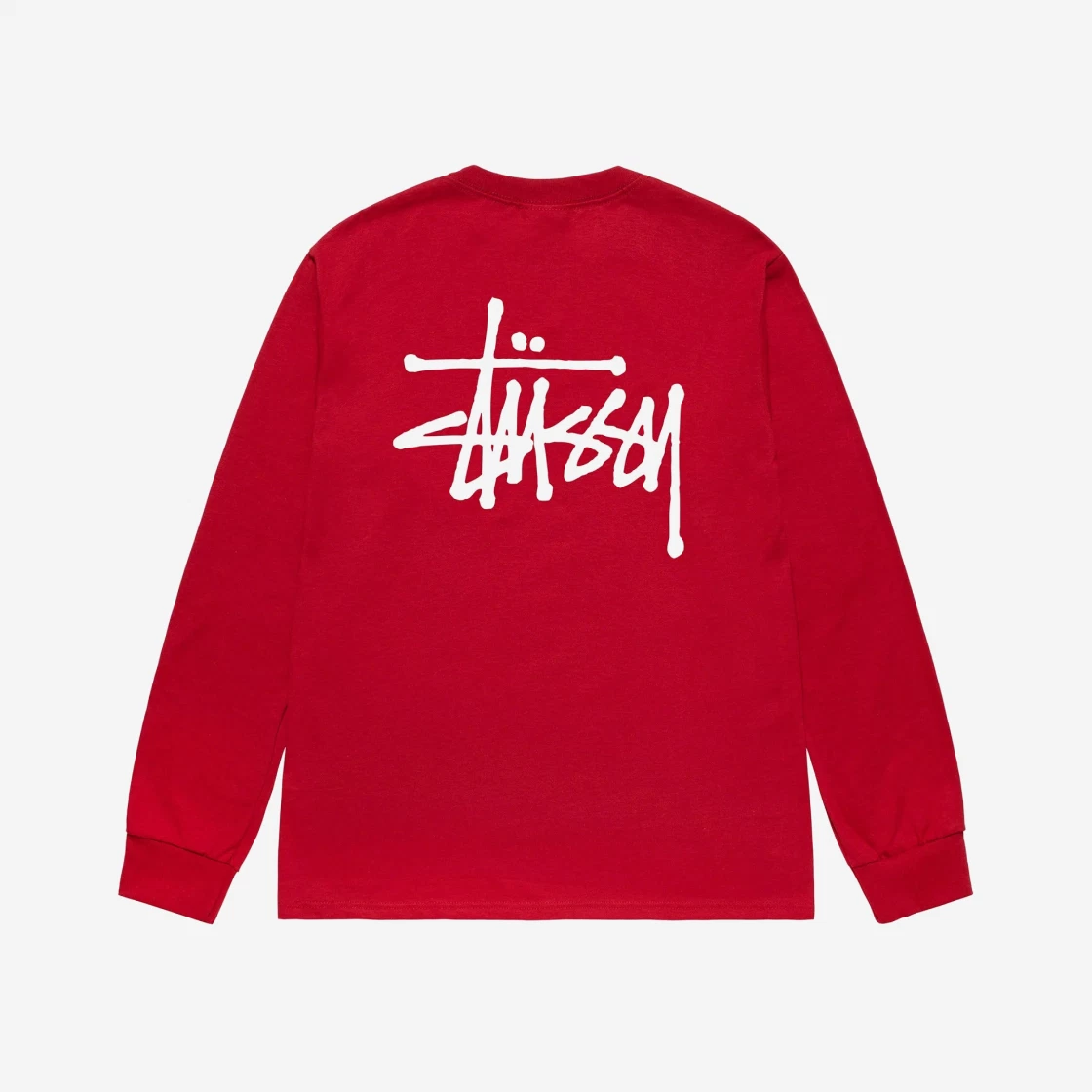 ★【STUSSY】★Stussy Basic Stussy LS T-Shir.t Dark Red★ Stussy Mens Basic Logo Long Sleeve T Shirt Dark Red Printed Tee