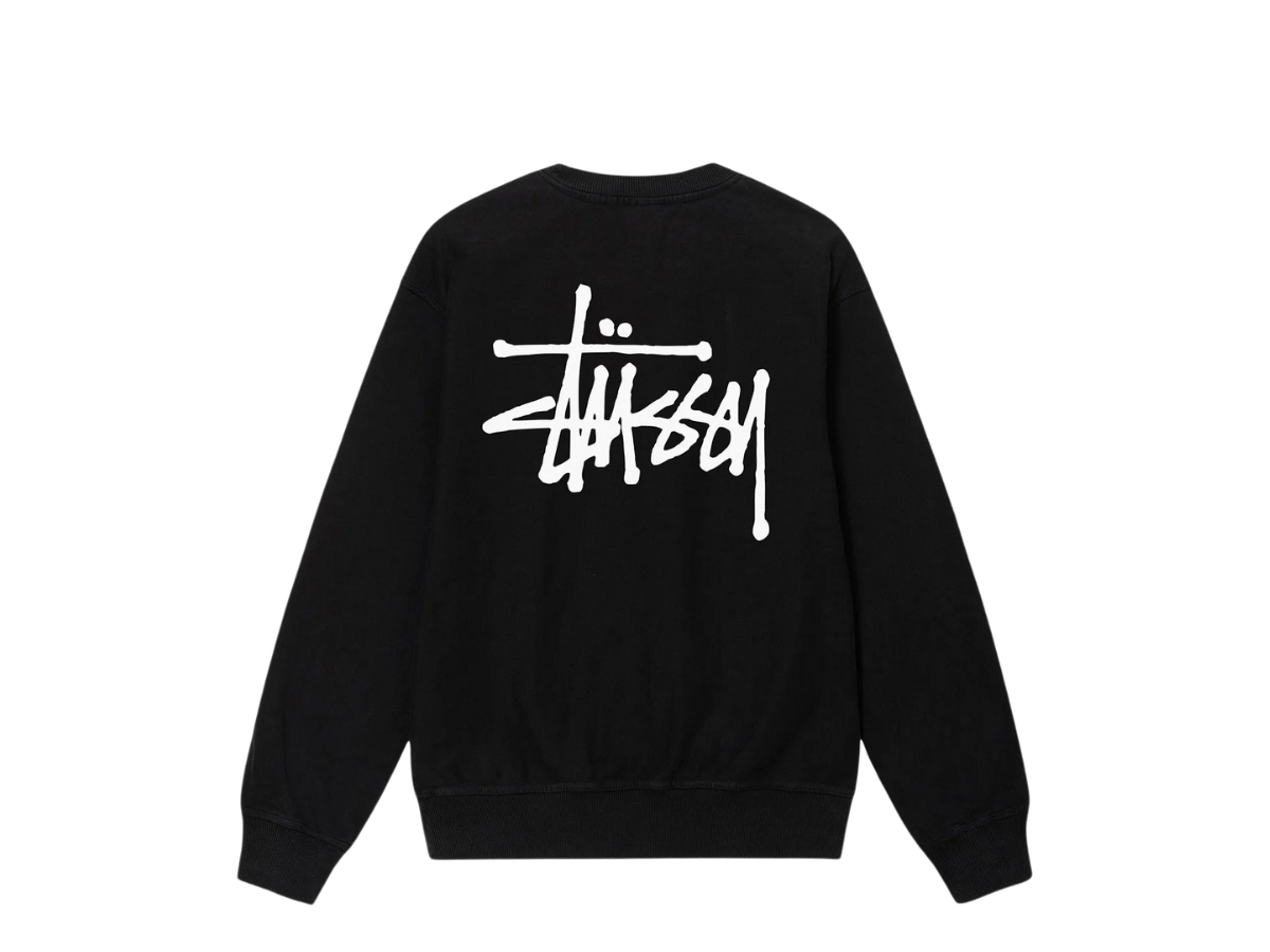 Stussy Basic Stussy Pigment Dyed Crew Black | ของแท้