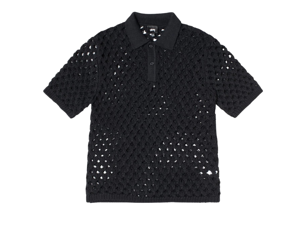 トップス stussy mesh poro Stussy Big Mesh Polo Sweater Black Shop Authentic at SASOM