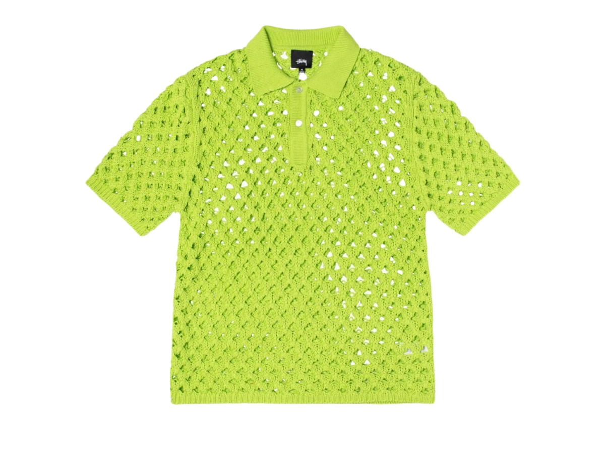 ช้อป Stussy Big Mesh Polo Sweater Limeของแท้ที่ SASOM