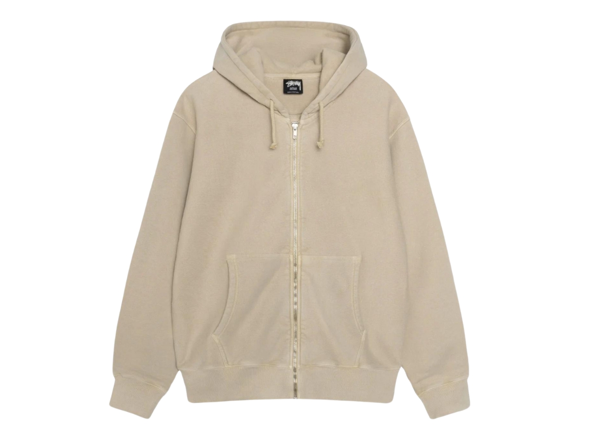 人気 ☆STUSSY☆ BUANA PIGMENT DYED ZIP HOODIE KHAKI Buy Stussy Buana Zip Hoodie Pigment Dyed Khaki | SASOM
